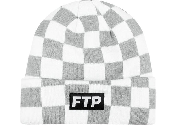 CHECKERED LOGO BEANIE - White