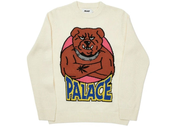 Palace Bulldog Knit Sweater - White