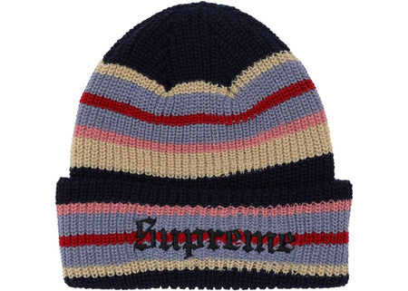 Bright Stripe Beanie - Navy