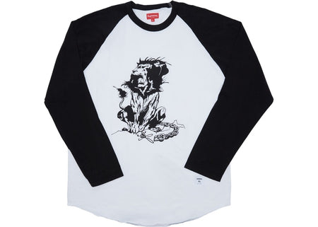 Lion Raglan Baseball Top - White/Black