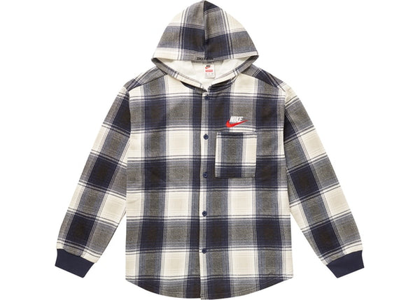 Supreme x Nike Plaid Hooded Sweatshirt - Navy