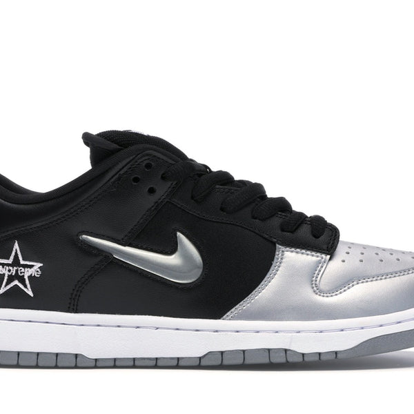 Nike SB Dunk Low Supreme Jewel Swoosh Silver - Black