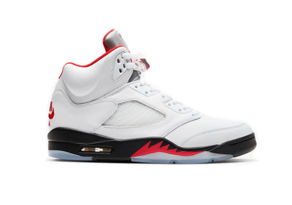 Air Jordan 5 Retro Fire Red Silver Tongue - White