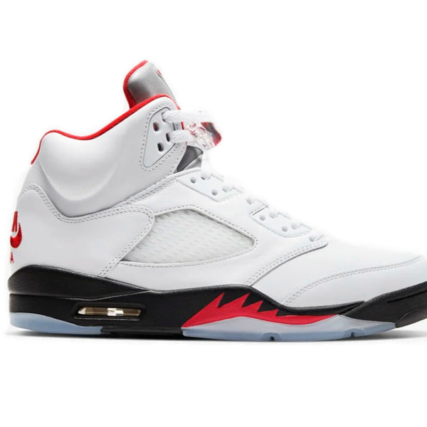 Air Jordan 5 Retro Fire Red Silver Tongue - White