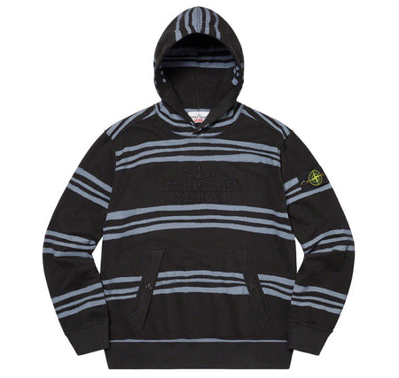 Supreme x Stone Island Warp Stripe Hooded Sweatshirt  - Black