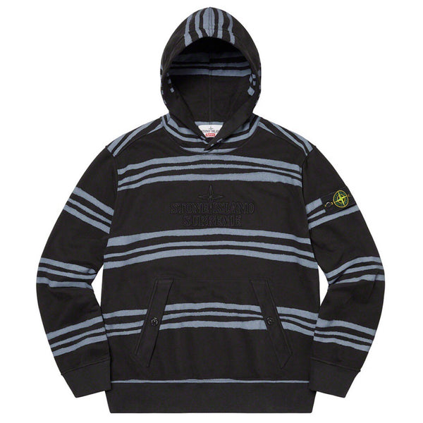Supreme x Stone Island Warp Stripe Hooded Sweatshirt  - Black
